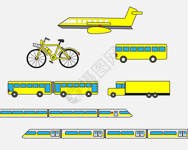 单脚踏车各种交通工具插画