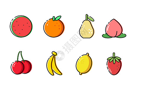 小清新水果水果mbe图标插画