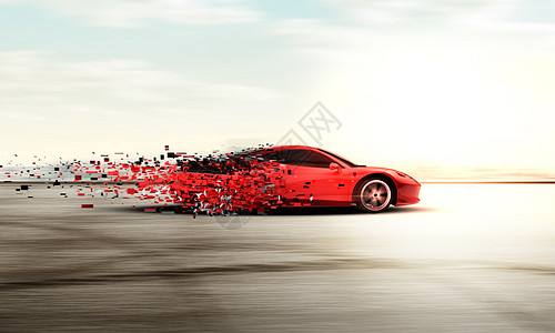 红色汽车炫酷跑车场景设计图片