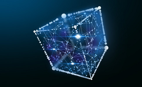 点线结构立方体科技背景设计图片
