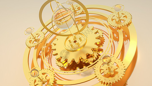 透明球创意金色科技齿轮设计图片