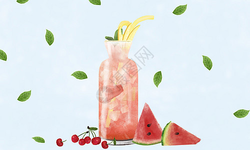 夏季饮品插画图片