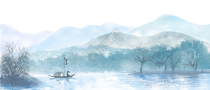 中国风山山水风光插画