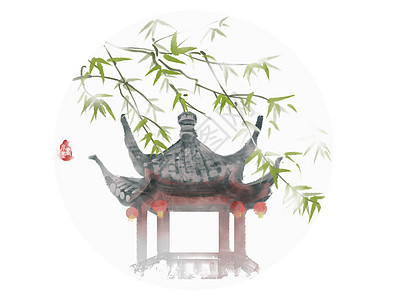 禅境中国风背景素材插画