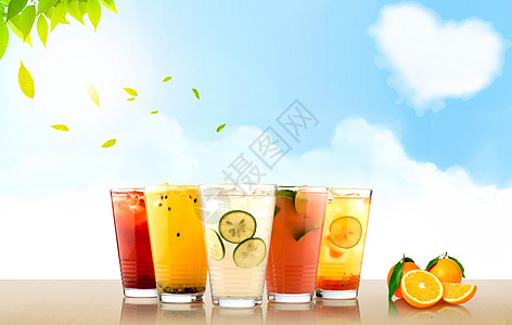 夏日水果冰饮背景背景图片