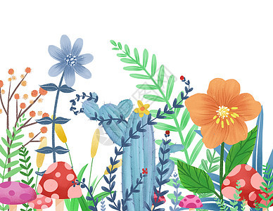 手绘花卉植物插画背景图片