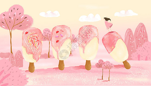 粉色的冰激凌森林图片