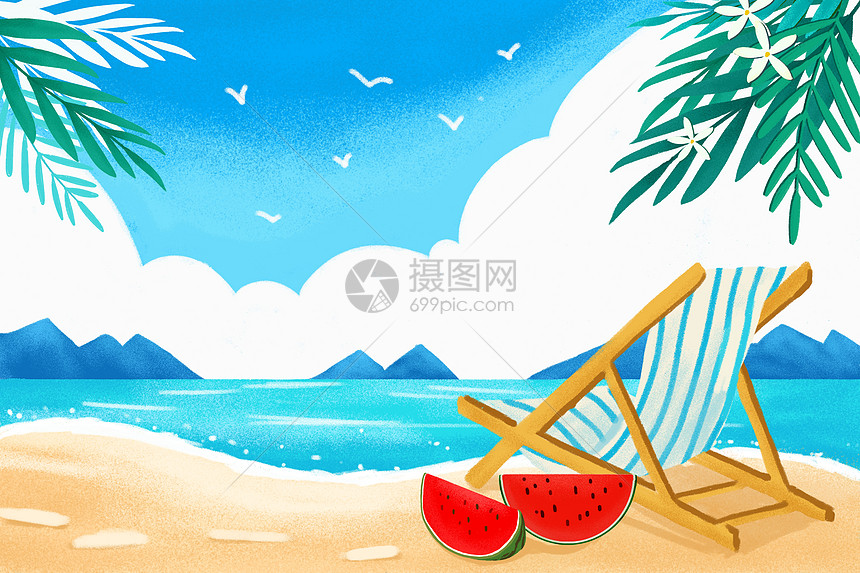 夏日海边海滩图片