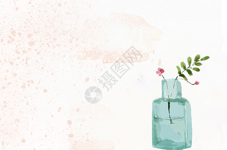 夏日盆栽手绘玻璃瓶花束高清图片