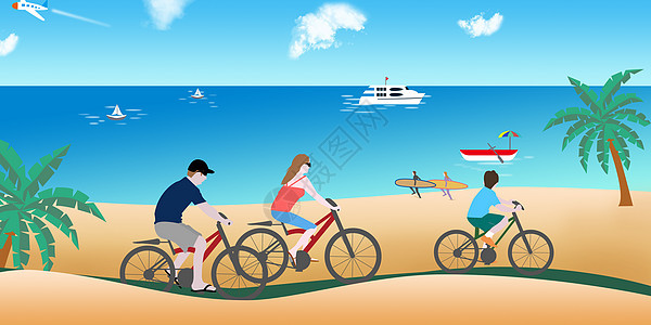 沙滩单车背景图片