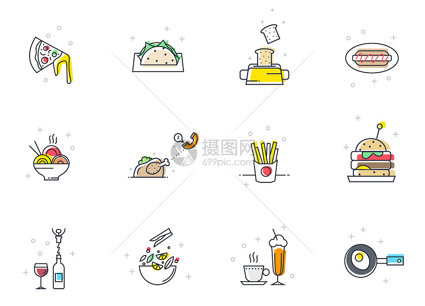 美食食物外卖图标icon插画图片下载 正版图片 摄图网