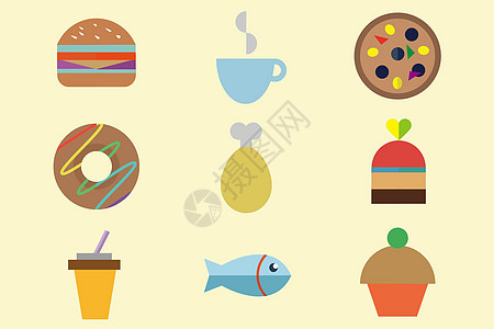 食物类图标甜甜圈鱼汉堡高清图片