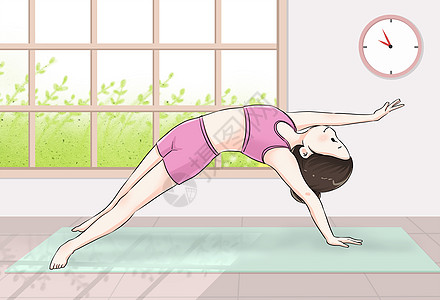 运动健身瑜伽女孩插画