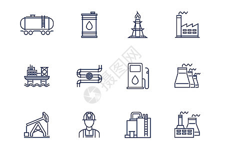 石油工业图标线性高清图片素材