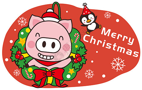 猪小胖卡通形象圣诞节配图高清图片