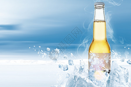 饮料冰块冰爽啤酒场景设计图片