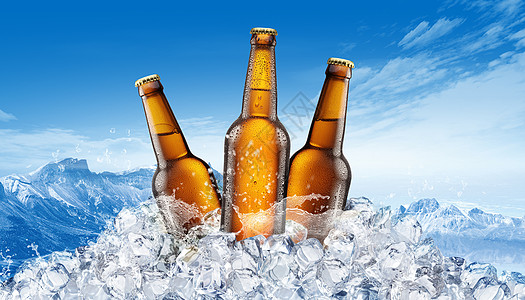 双重冰冻冰爽啤酒设计图片