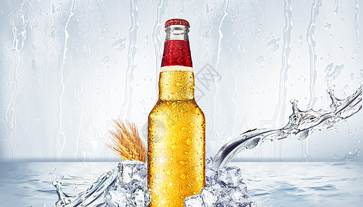 创意冰爽啤酒背景图片