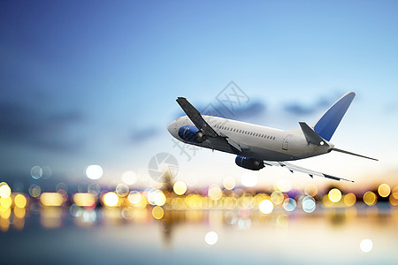 起飞的飞机飞机旅游场景设计图片