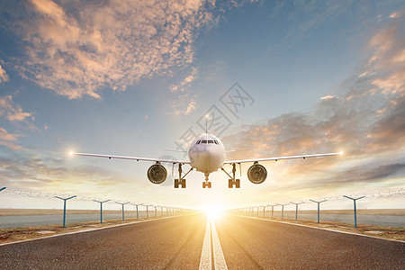 交通运输工具飞机降落场景设计图片
