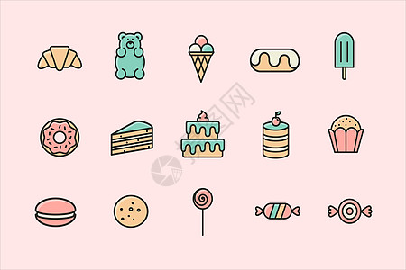 蛋糕棒棒糖甜点图标插画