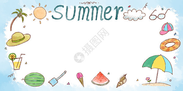 夏季海滩元素背景图片