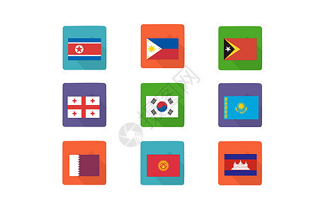 亚洲旅行国旗图标图片