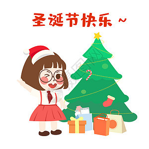 萌小妮卡通形象圣诞节配图图片