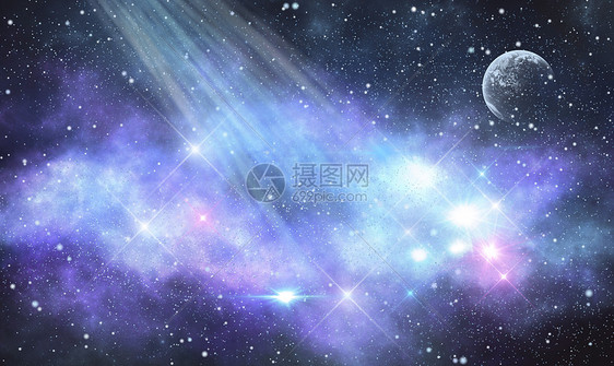 星空月亮唯美背景图片