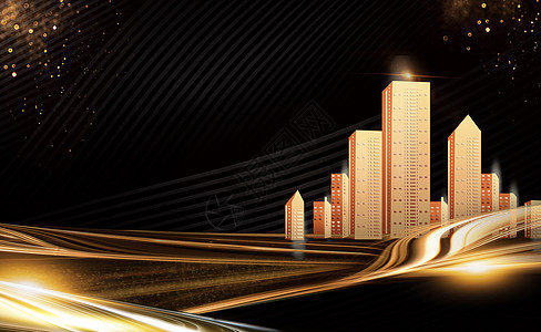 商务名片psd模板房地产黑金海报背景设计图片