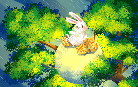 中秋兔子原创卡通兔子高清图片