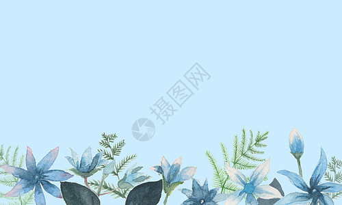 树枝边框水彩手绘植物海报背景插画