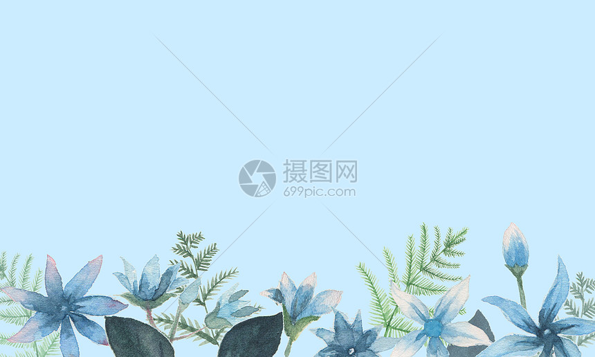水彩手绘植物海报背景插画图片下载 正版图片 摄图网