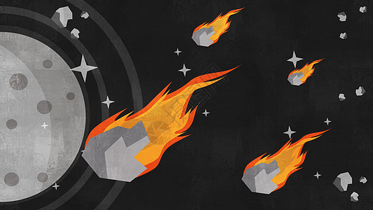 陨石与卫星相撞天体插画图片