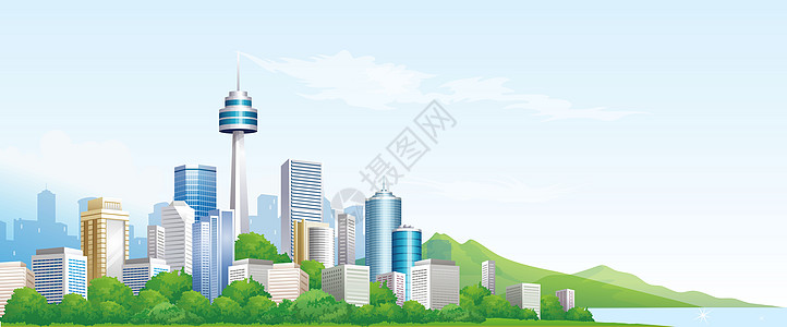 生态城市城市建筑插画