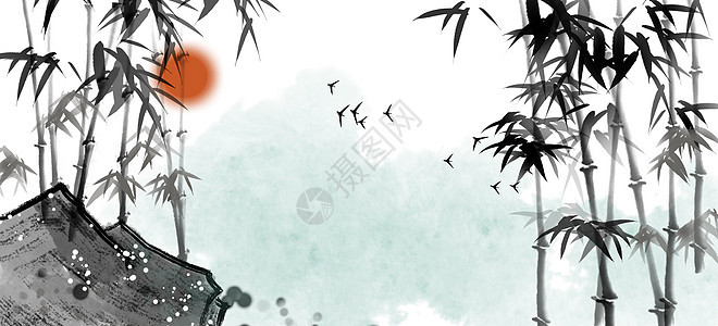 中国风竹林背景背景图片