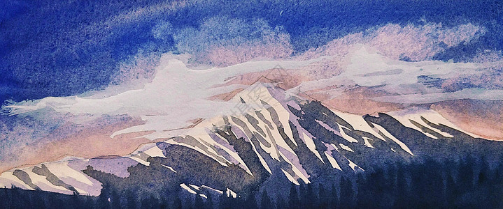 西藏雪山插画图片