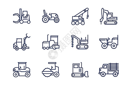 运输车建设工具图标插画