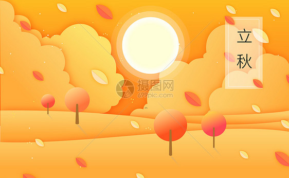 立秋节气黄色背景图片