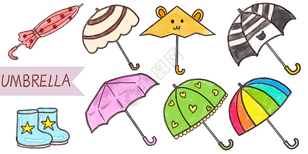 手账雨伞元素背景图片