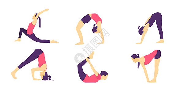 健身icon瑜伽动式图标插画