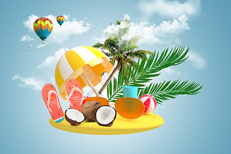 椰子棕榈树度假旅游创意设计图片