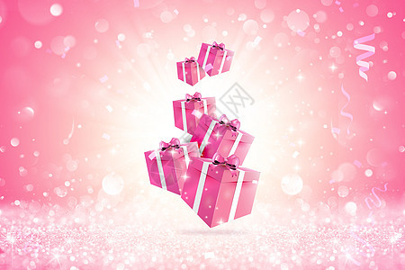粉色礼盒背景图片