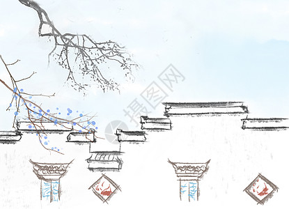 苏州古建筑中国风古建筑插画