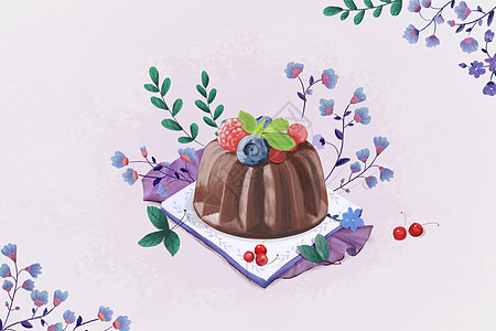 水果甜点草莓蛋糕插画