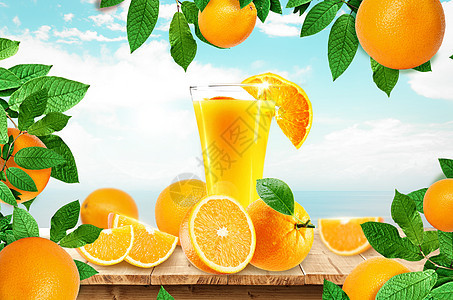 清凉橙汁场景背景图片