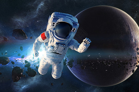 太空漂浮的宇航员背景图片