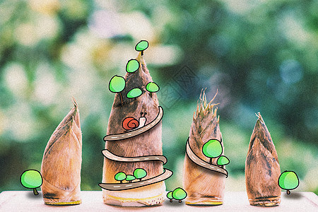 蜗牛爬山创意摄影插画图片