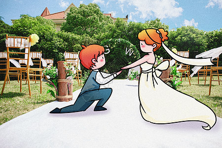 婚姻幸福甜蜜婚礼创意摄影插画插画