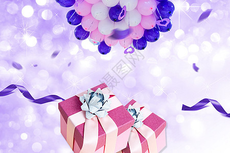 紫色礼物盒背景图片